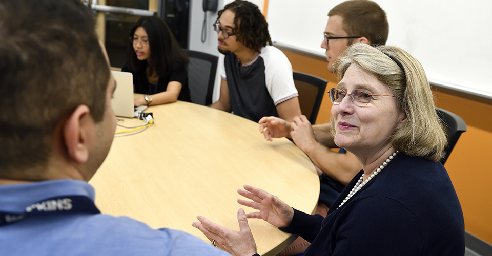 Students and faculty in conversation