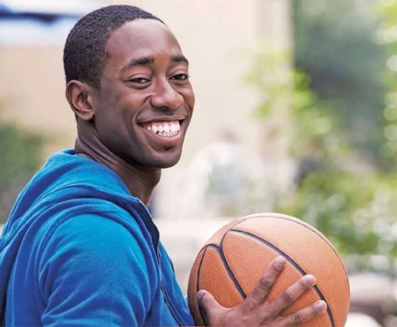 man holding a basketball