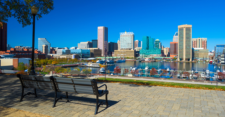 The Baltimore Harbor as seen from Federal Hill.