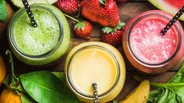 Three bright smoothies