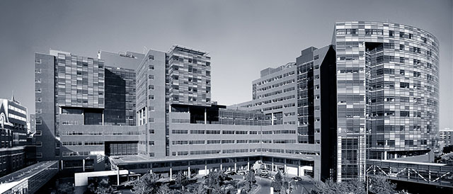 Exterior photo of the hospital campus