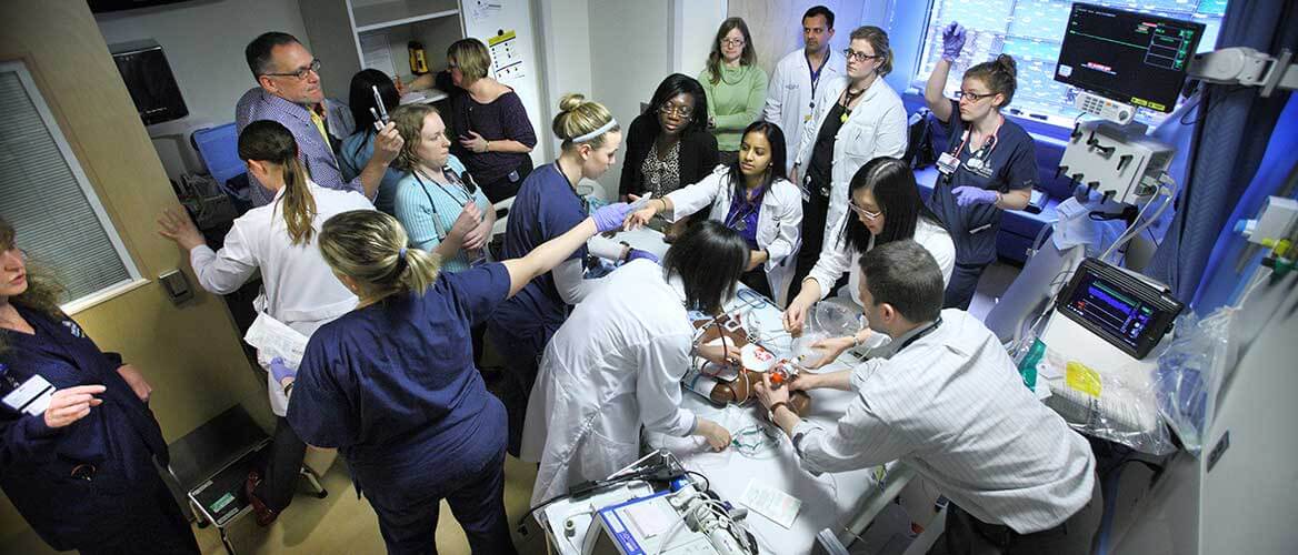 Pediatric resident training session at The Charlotte R. Bloomberg Children's Center