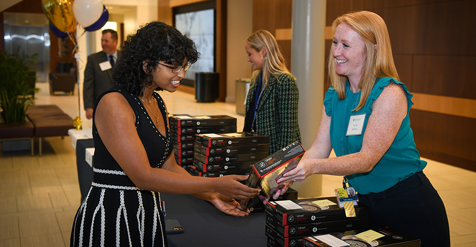 Students with their new stethoscopes 