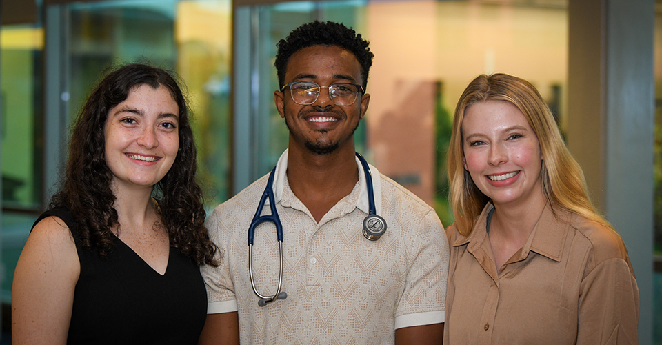 Students with their new stethoscopes 