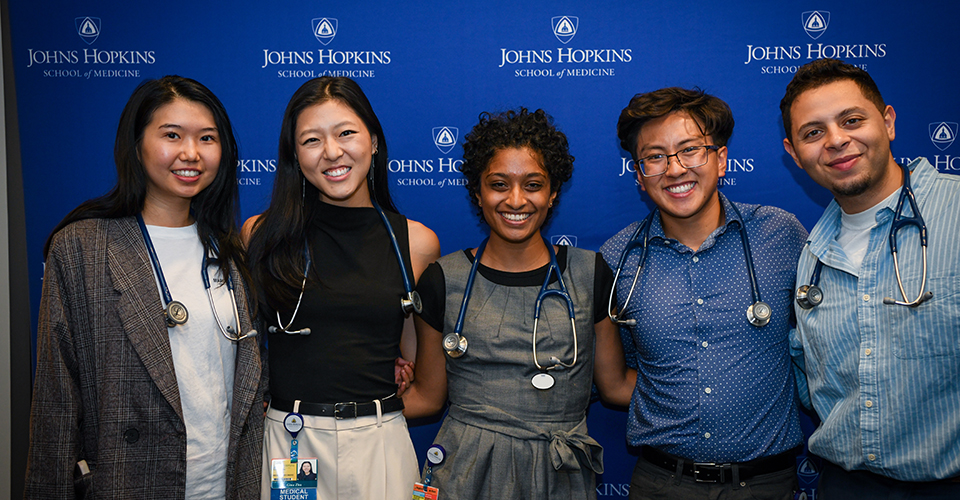 Students with their new stethoscopes 