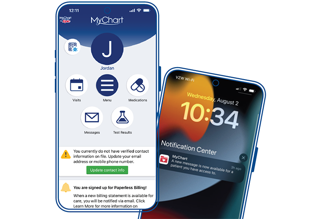 MyChart Mobile Phone Screen Mockup